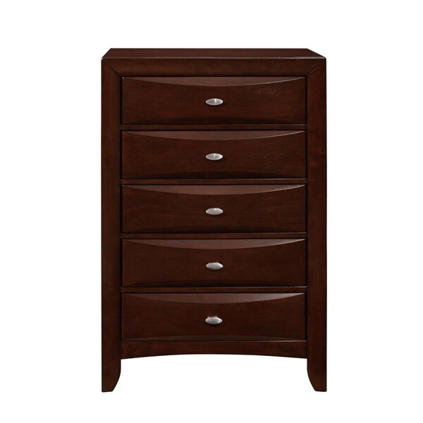 Homeroots 48 in. 5 Chambared Drawer with Chest, New Merlot 384020 - main